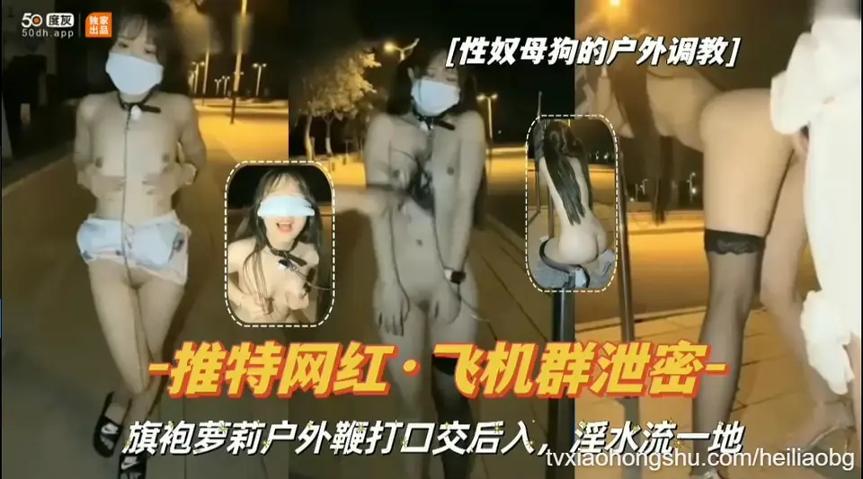 『推特网红露出泄密』旗袍萝莉户外鞭打口交后入，淫水流一地