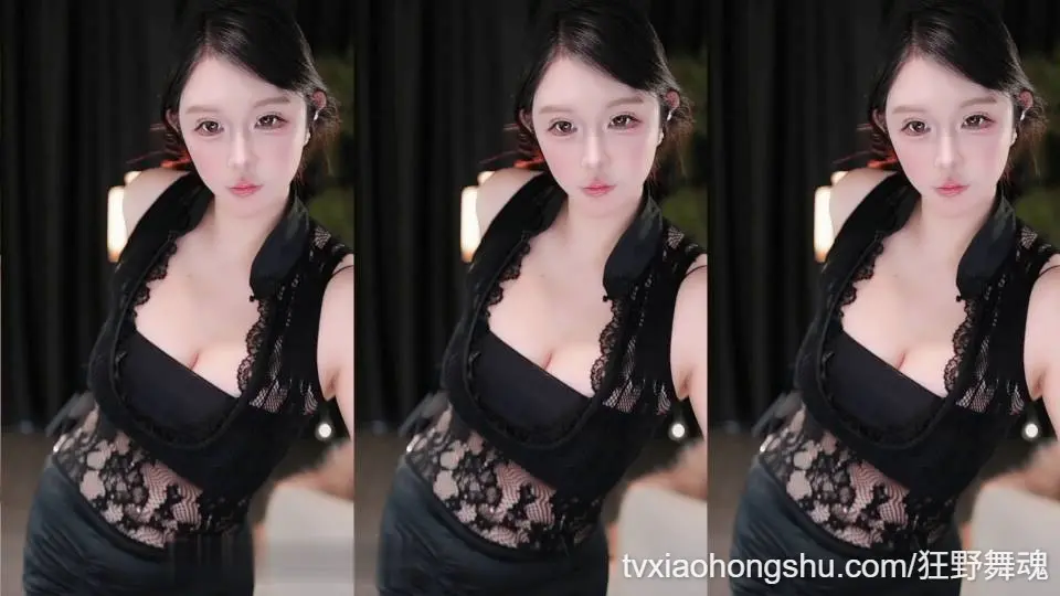 颜值主播_果酱包 黑色蕾丝深V杀！甜美小妖精撩人！