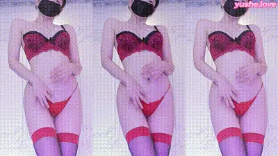 韩国BJ muse62 蒙面红黑蕾丝内衣 性感撩胸热舞 动图预览