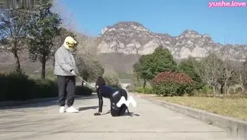玩的真变态！刚认主的小母狗直接拉到户外进行冬训