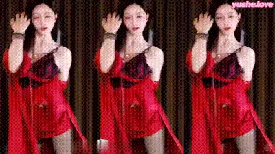 小艺红色丝绸睡裙蕾丝吊带性感撩裙 动图预览