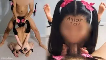 亚洲人在口活训练期间为她的主人服务鸡巴 捆绑束缚 - 理发 BDSM-skinnyboba