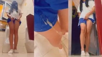 中国高中生在公共厕所的小便池旁自慰-yuanladyboy