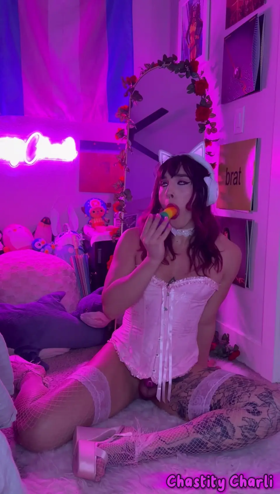 Trans girl Gooning and fucker her Ass-chastity charli