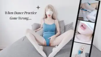 When dance practice went wrong....... Ballet Leotard with White Pantyhose 当舞蹈练习变了味.....-fortunecutie